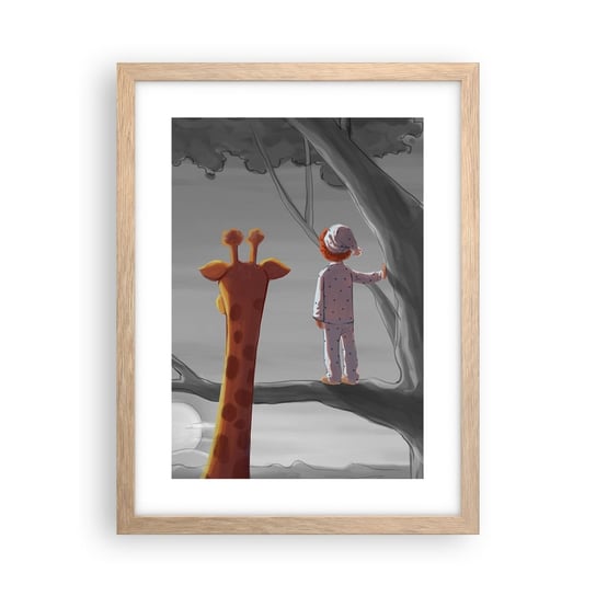 Obraz - Plakat - To się naprawdę dzieje - 30x40cm - Żyrafa Dziecięcy Sen - Foto Plakaty na ścianę w ramie jasny dąb - Plakat do Salonu Sypialni ARTTOR ARTTOR