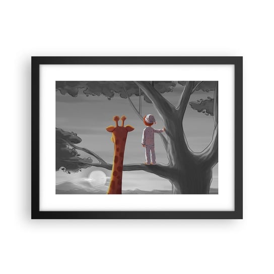 Obraz - Plakat - To się naprawdę dzieje - 40x30cm - Żyrafa Dziecięcy Sen - Foto Plakaty na ścianę w czarnej ramie - Plakat do Salonu Sypialni ARTTOR ARTTOR