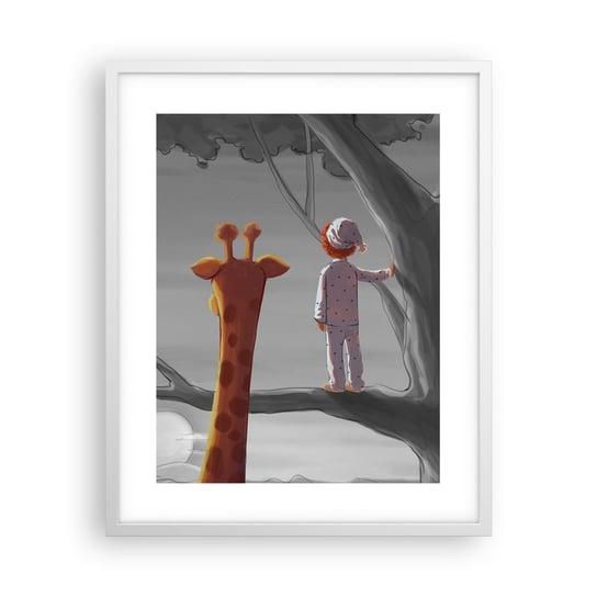 Obraz - Plakat - To się naprawdę dzieje - 40x50cm - Żyrafa Dziecięcy Sen - Foto Plakaty w ramie koloru białego do Salonu Sypialni ARTTOR ARTTOR