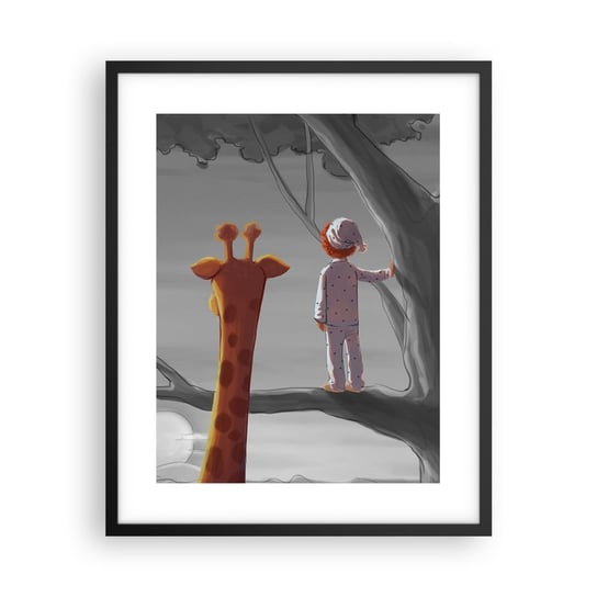 Obraz - Plakat - To się naprawdę dzieje - 40x50cm - Żyrafa Dziecięcy Sen - Foto Plakaty w ramie koloru czarnego do Salonu Sypialni ARTTOR ARTTOR