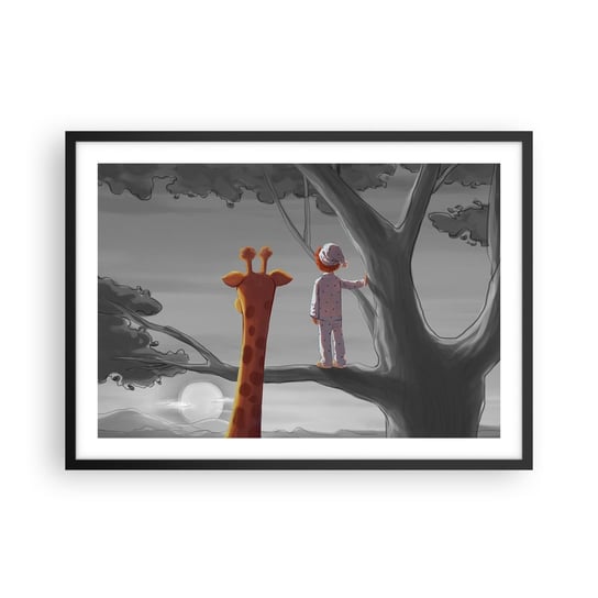 Obraz - Plakat - To się naprawdę dzieje - 70x50cm - Żyrafa Dziecięcy Sen - Nowoczesny modny obraz Plakat czarna rama ARTTOR ARTTOR