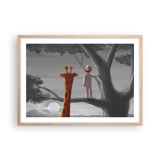Obraz - Plakat - To się naprawdę dzieje - 70x50cm - Żyrafa Dziecięcy Sen - Nowoczesny modny obraz Plakat rama jasny dąb ARTTOR ARTTOR