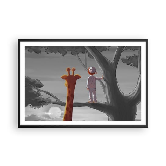 Obraz - Plakat - To się naprawdę dzieje - 91x61cm - Żyrafa Dziecięcy Sen - Foto Plakaty na ścianę w czarnej ramie - Plakat do Salonu Sypialni ARTTOR ARTTOR