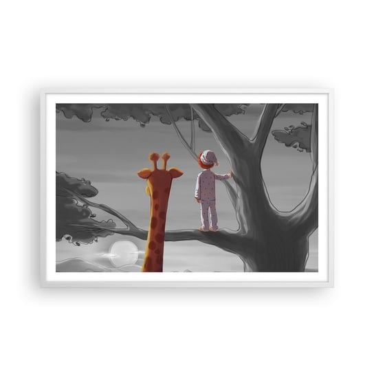 Obraz - Plakat - To się naprawdę dzieje - 91x61cm - Żyrafa Dziecięcy Sen - Foto Plakaty na ścianę w ramie białej - Plakat do Salonu Sypialni ARTTOR ARTTOR