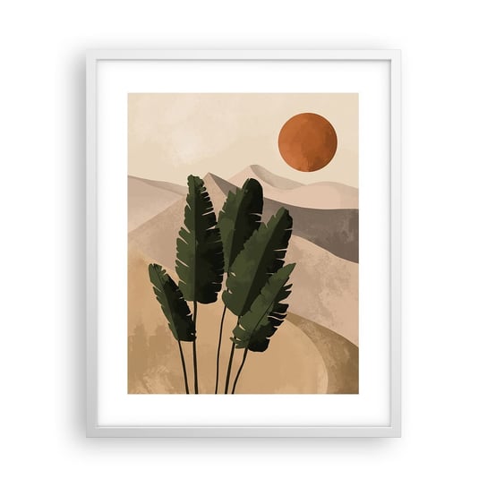 Obraz - Plakat - Triumf życia - 40x50cm - Boho Liście Słońce - Foto Plakaty w ramie koloru białego do Salonu Sypialni ARTTOR ARTTOR