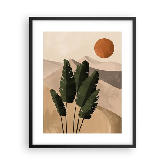 Obraz - Plakat - Triumf życia - 40x50cm - Boho Liście Słońce - Foto Plakaty w ramie koloru czarnego do Salonu Sypialni ARTTOR ARTTOR