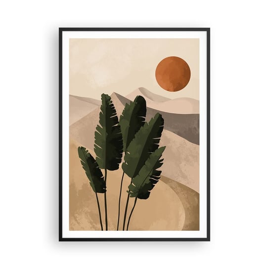 Obraz - Plakat - Triumf życia - 70x100cm - Boho Liście Słońce - Foto Plakaty w ramie koloru czarnego do Salonu Sypialni ARTTOR ARTTOR