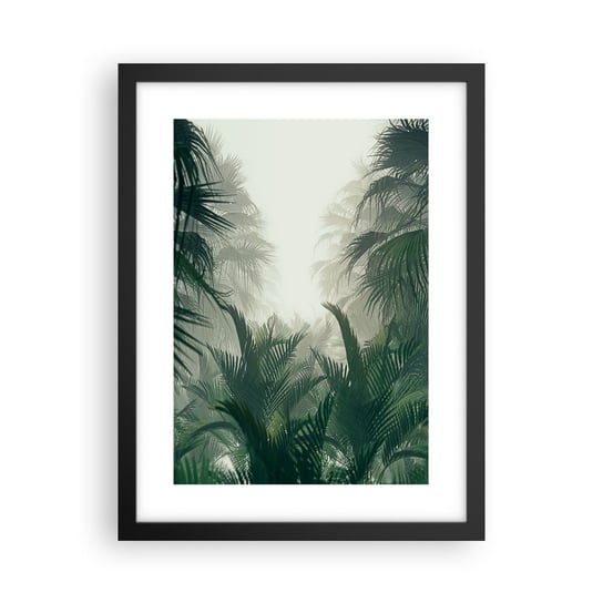 Obraz - Plakat - Tropikalna tajemnica - 30x40cm - Dżungla Palma Kokosowa Las - Foto Plakaty na ścianę w czarnej ramie - Plakat do Salonu Sypialni ARTTOR ARTTOR
