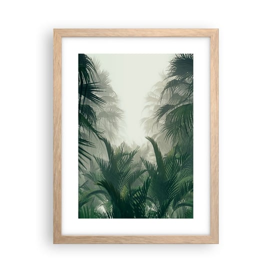 Obraz - Plakat - Tropikalna tajemnica - 30x40cm - Dżungla Palma Kokosowa Las - Foto Plakaty na ścianę w ramie jasny dąb - Plakat do Salonu Sypialni ARTTOR ARTTOR