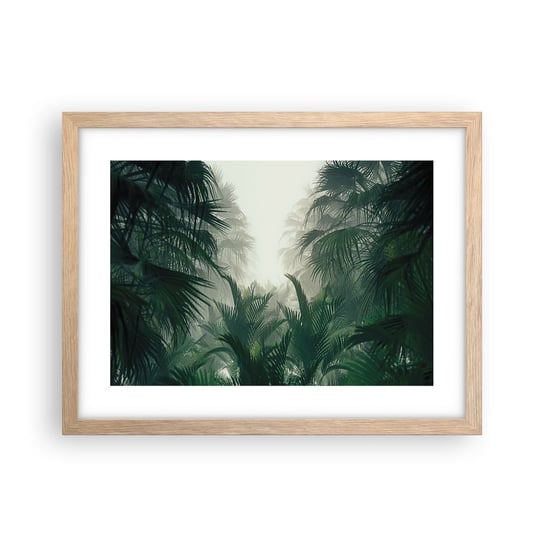 Obraz - Plakat - Tropikalna tajemnica - 40x30cm - Dżungla Palma Kokosowa Las - Foto Plakaty na ścianę w ramie jasny dąb - Plakat do Salonu Sypialni ARTTOR ARTTOR