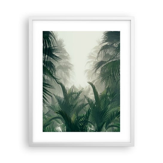 Obraz - Plakat - Tropikalna tajemnica - 40x50cm - Dżungla Palma Kokosowa Las - Foto Plakaty w ramie koloru białego do Salonu Sypialni ARTTOR ARTTOR