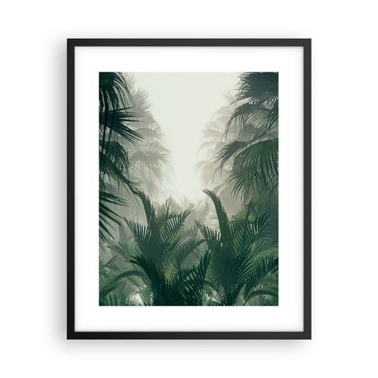 Obraz - Plakat - Tropikalna tajemnica - 40x50cm - Dżungla Palma Kokosowa Las - Foto Plakaty w ramie koloru czarnego do Salonu Sypialni ARTTOR ARTTOR