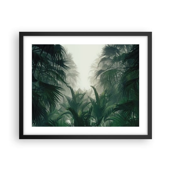 Obraz - Plakat - Tropikalna tajemnica - 50x40cm - Dżungla Palma Kokosowa Las - Foto Plakaty w ramie koloru czarnego do Salonu Sypialni ARTTOR ARTTOR