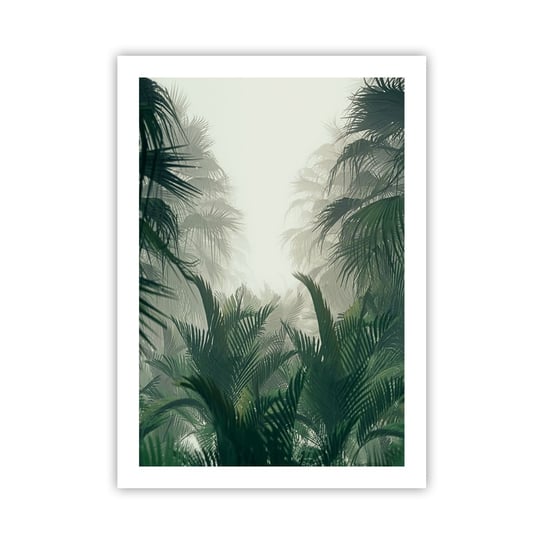 Obraz - Plakat - Tropikalna tajemnica - 50x70cm - Dżungla Palma Kokosowa Las - Nowoczesny modny obraz Plakat bez ramy do Salonu Sypialni ARTTOR ARTTOR