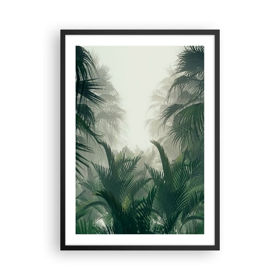 Obraz - Plakat - Tropikalna tajemnica - 50x70cm - Dżungla Palma Kokosowa Las - Nowoczesny modny obraz Plakat czarna rama ARTTOR ARTTOR