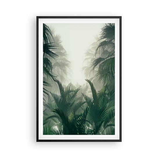 Obraz - Plakat - Tropikalna tajemnica - 61x91cm - Dżungla Palma Kokosowa Las - Foto Plakaty na ścianę w czarnej ramie - Plakat do Salonu Sypialni ARTTOR ARTTOR