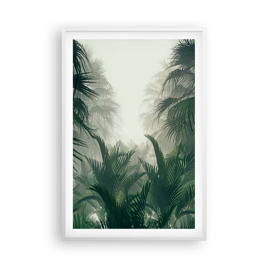 Obraz - Plakat - Tropikalna tajemnica - 61x91cm - Dżungla Palma Kokosowa Las - Foto Plakaty na ścianę w ramie białej - Plakat do Salonu Sypialni ARTTOR ARTTOR