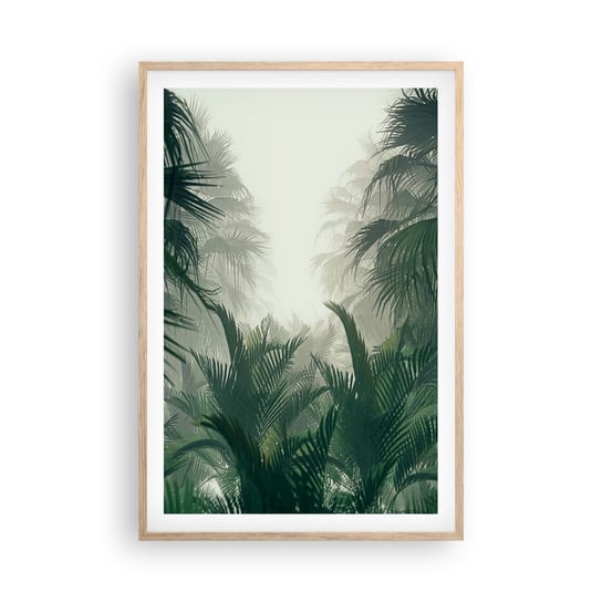 Obraz - Plakat - Tropikalna tajemnica - 61x91cm - Dżungla Palma Kokosowa Las - Foto Plakaty na ścianę w ramie jasny dąb - Plakat do Salonu Sypialni ARTTOR ARTTOR
