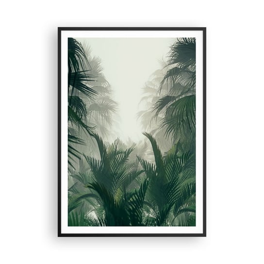 Obraz - Plakat - Tropikalna tajemnica - 70x100cm - Dżungla Palma Kokosowa Las - Foto Plakaty w ramie koloru czarnego do Salonu Sypialni ARTTOR ARTTOR