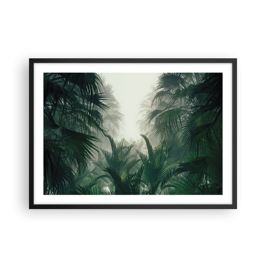 Obraz - Plakat - Tropikalna tajemnica - 70x50cm - Dżungla Palma Kokosowa Las - Nowoczesny modny obraz Plakat czarna rama ARTTOR ARTTOR