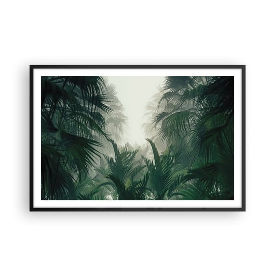 Obraz - Plakat - Tropikalna tajemnica - 91x61cm - Dżungla Palma Kokosowa Las - Foto Plakaty na ścianę w czarnej ramie - Plakat do Salonu Sypialni ARTTOR ARTTOR