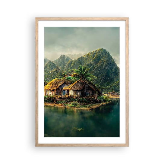 Obraz - Plakat - Tropikalny raj - 50x70cm - Egzotyka Krajobraz Wyspa - Nowoczesny modny obraz Plakat rama jasny dąb ARTTOR ARTTOR
