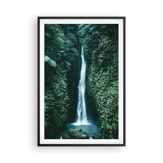 Obraz - Plakat - Tropikalny zdrój - 61x91cm - Krajobraz Wodospad Dżungla - Foto Plakaty na ścianę w czarnej ramie - Plakat do Salonu Sypialni ARTTOR ARTTOR