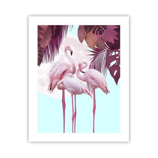Obraz - Plakat - Trzy ptasie gracje - 40x50cm - Flamingi Ptaki Natura - Foto Plakaty bez ramy do Salonu Sypialni ARTTOR ARTTOR
