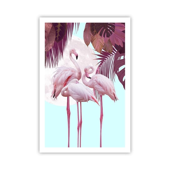 Obraz - Plakat - Trzy ptasie gracje - 61x91cm - Flamingi Ptaki Natura - Foto Plakaty na ścianę bez ramy - Plakat do Salonu Sypialni ARTTOR ARTTOR