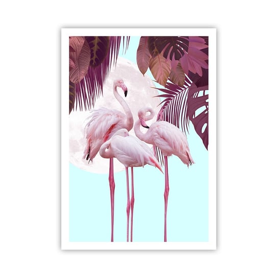 Obraz - Plakat - Trzy ptasie gracje - 70x100cm - Flamingi Ptaki Natura - Foto Plakaty bez ramy na ścianę do Salonu Sypialni ARTTOR ARTTOR