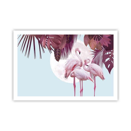 Obraz - Plakat - Trzy ptasie gracje - 91x61cm - Flamingi Ptaki Natura - Foto Plakaty na ścianę bez ramy - Plakat do Salonu Sypialni ARTTOR ARTTOR