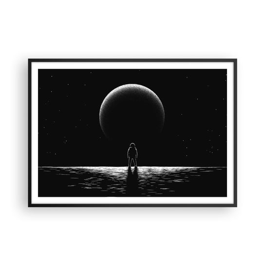 Obraz - Plakat - Twarzą w twarz - 100x70cm - Kosmos Astronauta Planeta - Foto Plakaty w ramie koloru czarnego do Salonu Sypialni ARTTOR ARTTOR