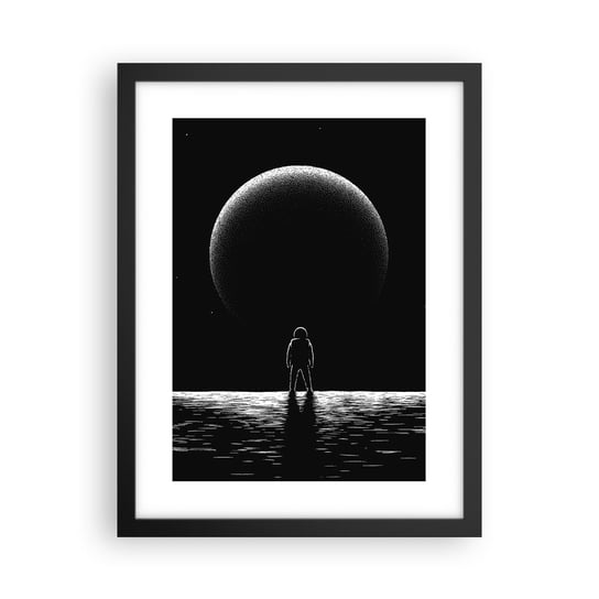 Obraz - Plakat - Twarzą w twarz - 30x40cm - Kosmos Astronauta Planeta - Foto Plakaty na ścianę w czarnej ramie - Plakat do Salonu Sypialni ARTTOR ARTTOR