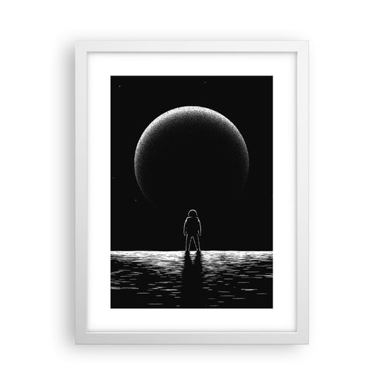 Obraz - Plakat - Twarzą w twarz - 30x40cm - Kosmos Astronauta Planeta - Foto Plakaty na ścianę w ramie białej - Plakat do Salonu Sypialni ARTTOR ARTTOR