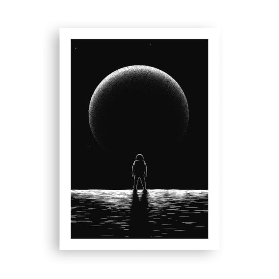 Obraz - Plakat - Twarzą w twarz - 50x70cm - Kosmos Astronauta Planeta - Nowoczesny modny obraz Plakat bez ramy do Salonu Sypialni ARTTOR ARTTOR