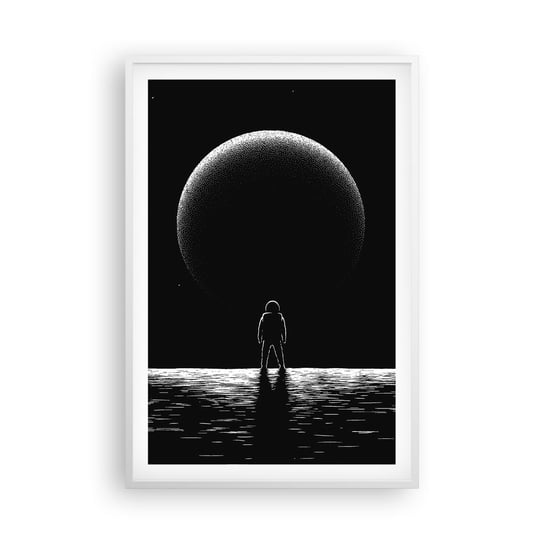 Obraz - Plakat - Twarzą w twarz - 61x91cm - Kosmos Astronauta Planeta - Foto Plakaty na ścianę w ramie białej - Plakat do Salonu Sypialni ARTTOR ARTTOR