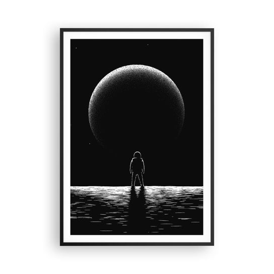 Obraz - Plakat - Twarzą w twarz - 70x100cm - Kosmos Astronauta Planeta - Foto Plakaty w ramie koloru czarnego do Salonu Sypialni ARTTOR ARTTOR