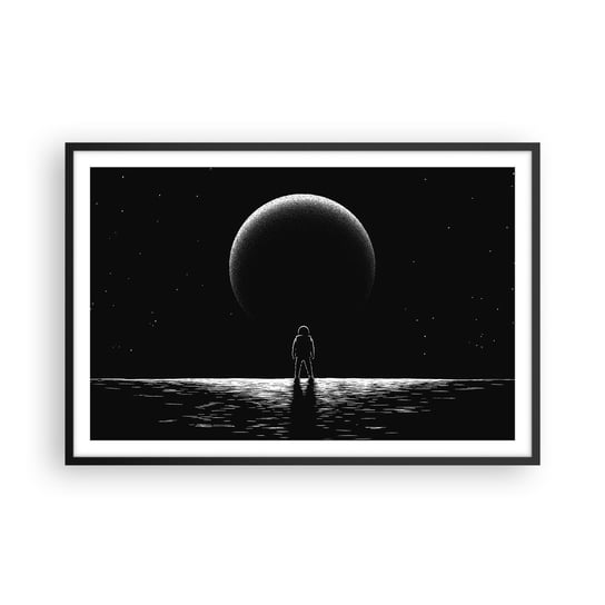 Obraz - Plakat - Twarzą w twarz - 91x61cm - Kosmos Astronauta Planeta - Foto Plakaty na ścianę w czarnej ramie - Plakat do Salonu Sypialni ARTTOR ARTTOR