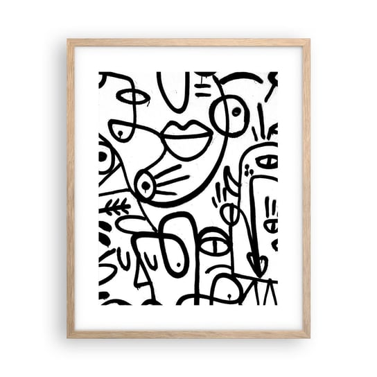 Obraz - Plakat - Twarze i miraże - 40x50cm - Abstrakcja Sztuka Graffiti - Foto Plakaty w ramie koloru jasny dąb do Salonu Sypialni ARTTOR ARTTOR