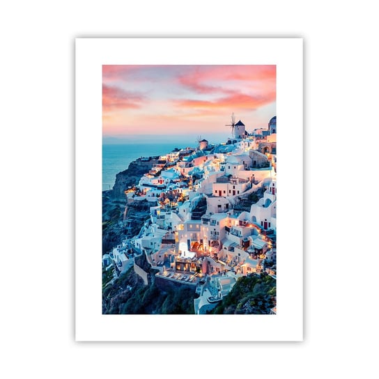 Obraz - Plakat - Twoje wielkie greckie wakacje - 30x40cm - Krajobraz Grecja Santorini - Foto Plakaty na ścianę bez ramy - Plakat do Salonu Sypialni ARTTOR ARTTOR