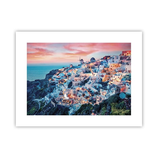 Obraz - Plakat - Twoje wielkie greckie wakacje - 40x30cm - Krajobraz Grecja Santorini - Foto Plakaty na ścianę bez ramy - Plakat do Salonu Sypialni ARTTOR ARTTOR
