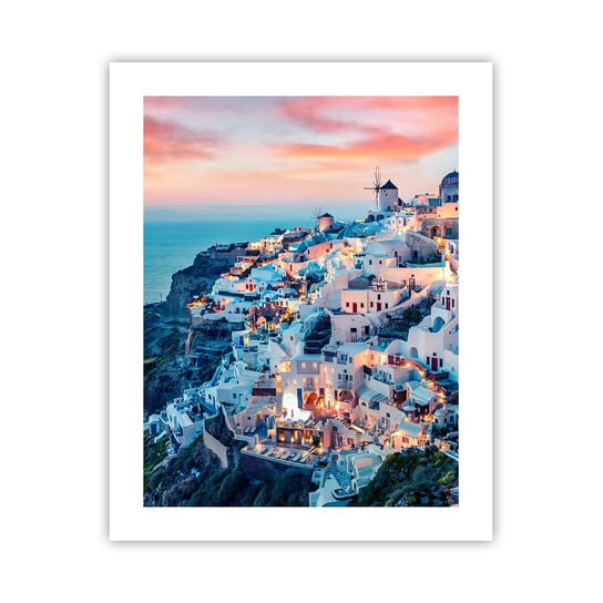 Obraz - Plakat - Twoje wielkie greckie wakacje - 40x50cm - Krajobraz Grecja Santorini - Foto Plakaty bez ramy do Salonu Sypialni ARTTOR ARTTOR