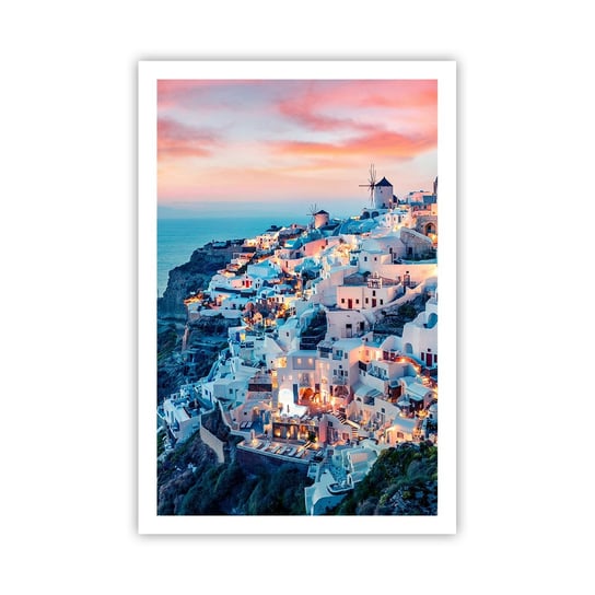 Obraz - Plakat - Twoje wielkie greckie wakacje - 61x91cm - Krajobraz Grecja Santorini - Foto Plakaty na ścianę bez ramy - Plakat do Salonu Sypialni ARTTOR ARTTOR