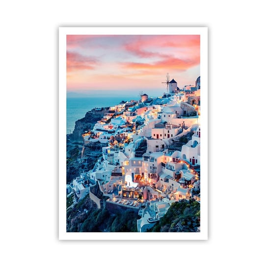 Obraz - Plakat - Twoje wielkie greckie wakacje - 70x100cm - Krajobraz Grecja Santorini - Foto Plakaty bez ramy na ścianę do Salonu Sypialni ARTTOR ARTTOR