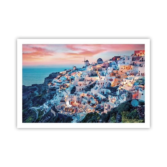 Obraz - Plakat - Twoje wielkie greckie wakacje - 91x61cm - Krajobraz Grecja Santorini - Foto Plakaty na ścianę bez ramy - Plakat do Salonu Sypialni ARTTOR ARTTOR