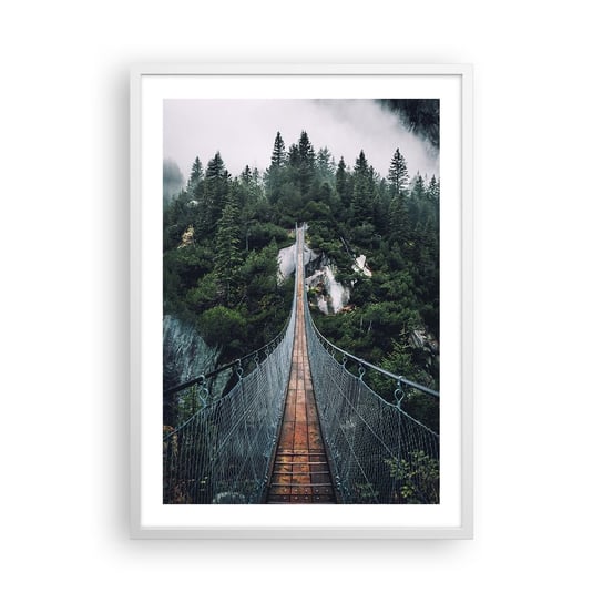 Obraz - Plakat - Tylko dla orłów - 50x70cm - Krajobraz Most Wiszący Las - Nowoczesny modny obraz Plakat rama biała ARTTOR ARTTOR