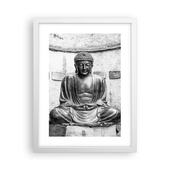 Obraz - Plakat - U źródeł spokoju - 30x40cm - Budda Posąg Buddy Azja - Foto Plakaty na ścianę w ramie białej - Plakat do Salonu Sypialni ARTTOR ARTTOR