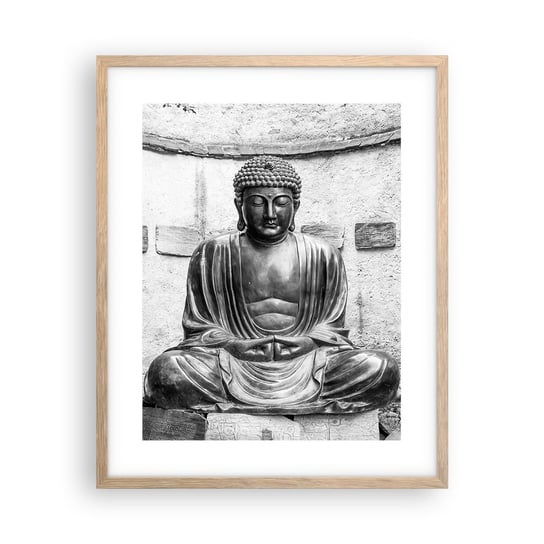 Obraz - Plakat - U źródeł spokoju - 40x50cm - Budda Posąg Buddy Azja - Foto Plakaty w ramie koloru jasny dąb do Salonu Sypialni ARTTOR ARTTOR