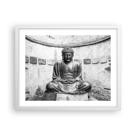Obraz - Plakat - U źródeł spokoju - 50x40cm - Budda Posąg Buddy Azja - Foto Plakaty w ramie koloru białego do Salonu Sypialni ARTTOR ARTTOR
