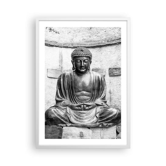 Obraz - Plakat - U źródeł spokoju - 50x70cm - Budda Posąg Buddy Azja - Nowoczesny modny obraz Plakat rama biała ARTTOR ARTTOR